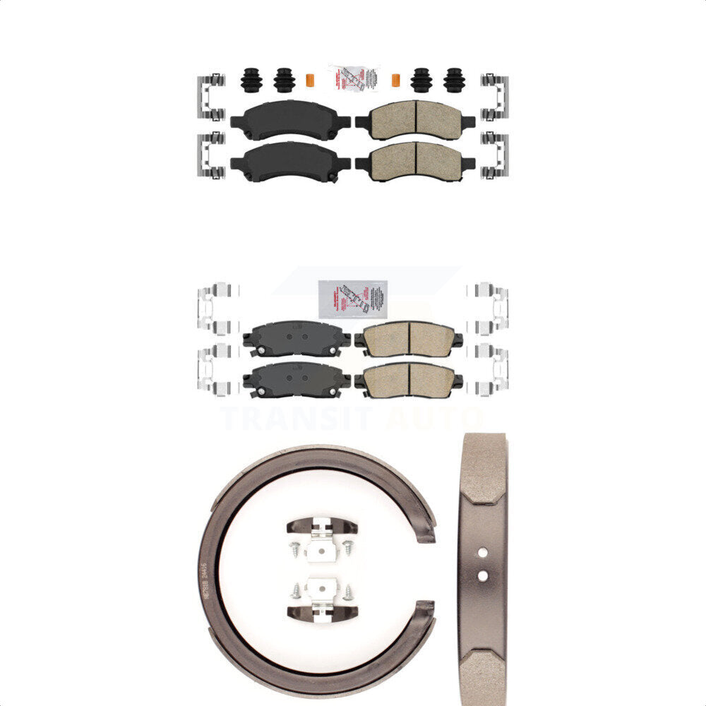 Front Rear Ceramic Disc Brake Pads And Parking Shoes Kit For Chevrolet GMC XL KNN-100944