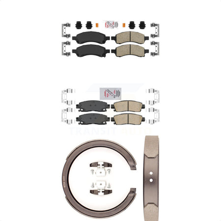 Front Rear Ceramic Disc Brake Pads And Parking Shoes Kit For Chevrolet GMC XL KNN-100944