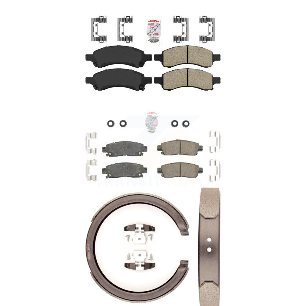 Front Rear Ceramic Disc Brake Pads And Parking Shoes Kit For Chevrolet GMC XL KNN-100945