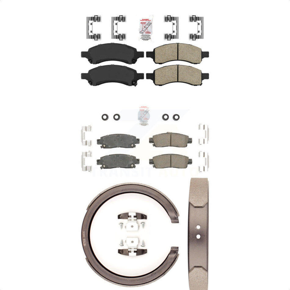 Front Rear Ceramic Disc Brake Pads And Parking Shoes Kit For Chevrolet GMC XL KNN-100945