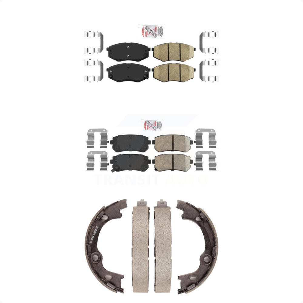Front Rear Ceramic Disc Brake Pads And Parking Shoes Kit For Hyundai Tucson KNN-100948
