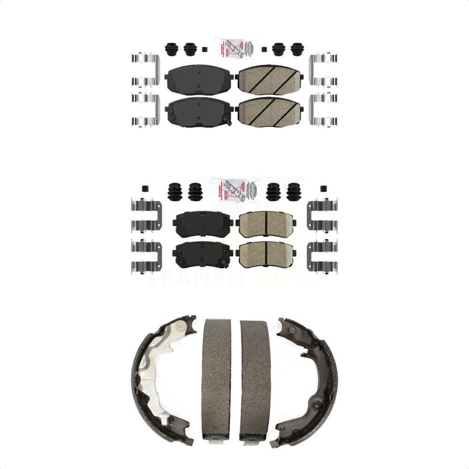 Front Rear Ceramic Disc Brake Pads And Parking Shoes Kit For Kia Forte Koup KNN-100950