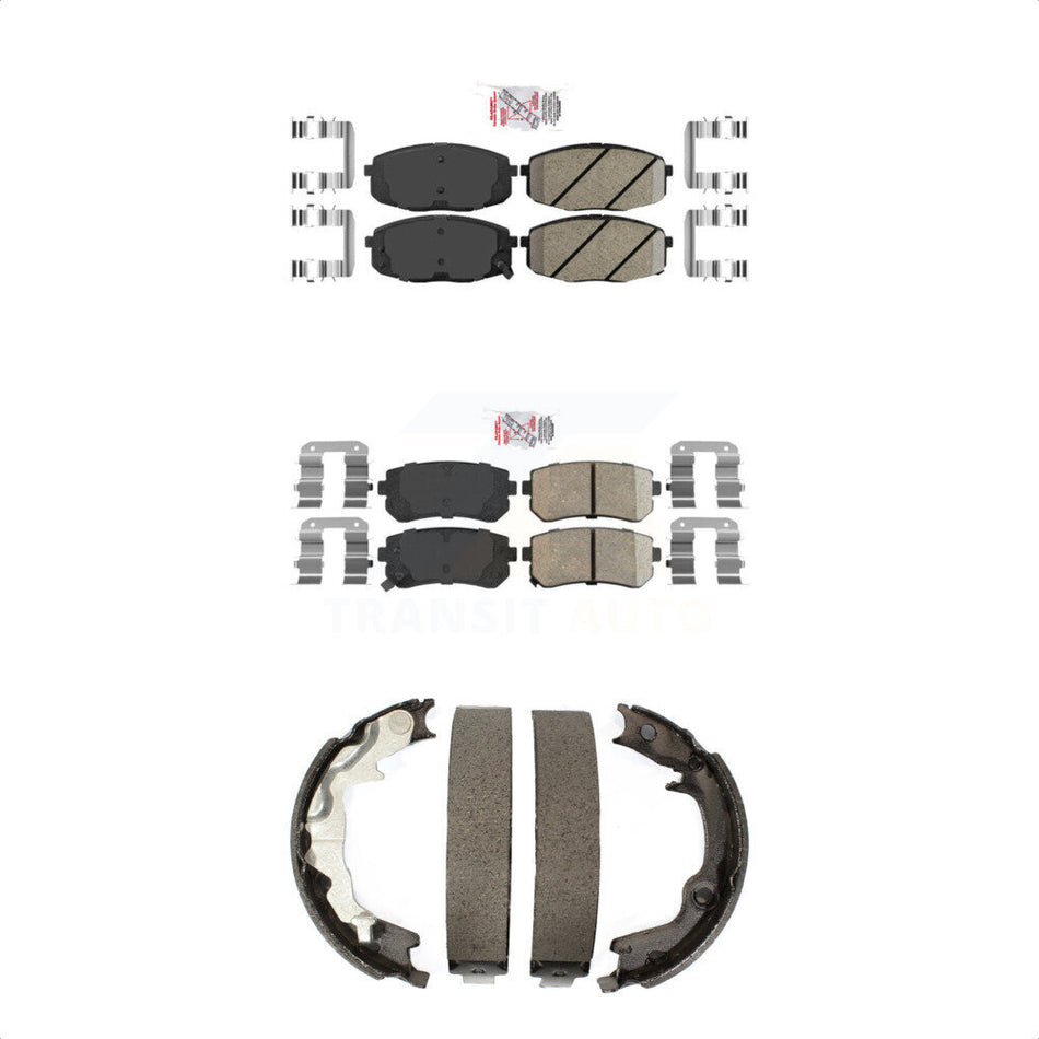 Front Rear Ceramic Disc Brake Pads And Parking Shoes Kit For Kia Forte Koup KNN-100951