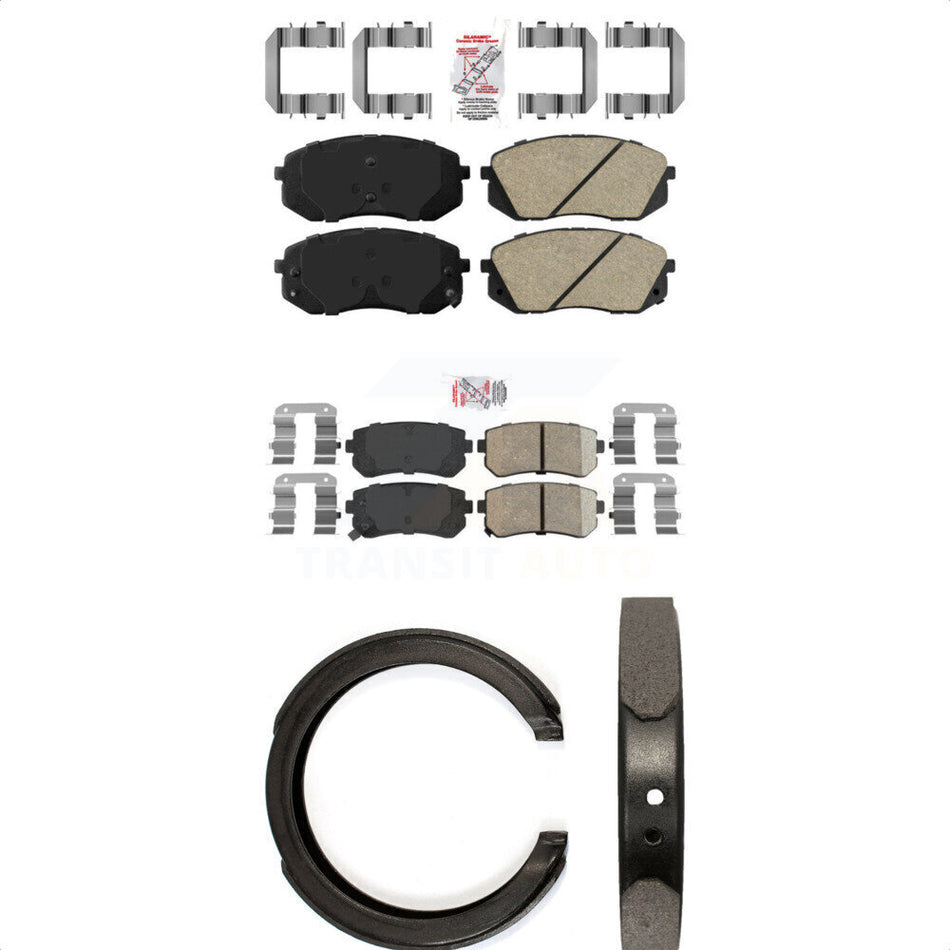 Front Rear Ceramic Disc Brake Pads And Parking Shoes Kit For Hyundai Tucson KNN-100954