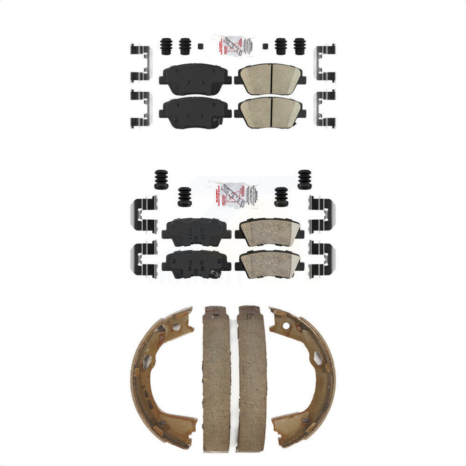 Front Rear Ceramic Disc Brake Pads And Parking Shoes Kit For Hyundai Sonata KNN-100958