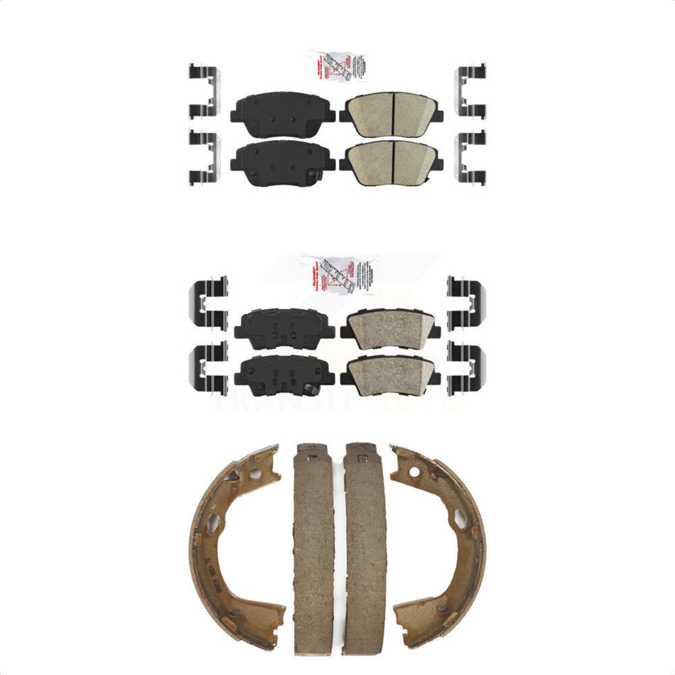 Front Rear Ceramic Disc Brake Pads And Parking Shoes Kit For Hyundai Sonata KNN-100959