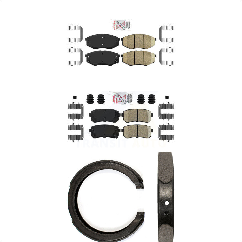 Front Rear Ceramic Disc Brake Pads And Parking Shoes Kit For Kia Sportage FWD KNN-100963