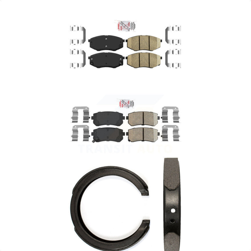 Front Rear Ceramic Disc Brake Pads And Parking Shoes Kit For Kia Sportage FWD KNN-100964