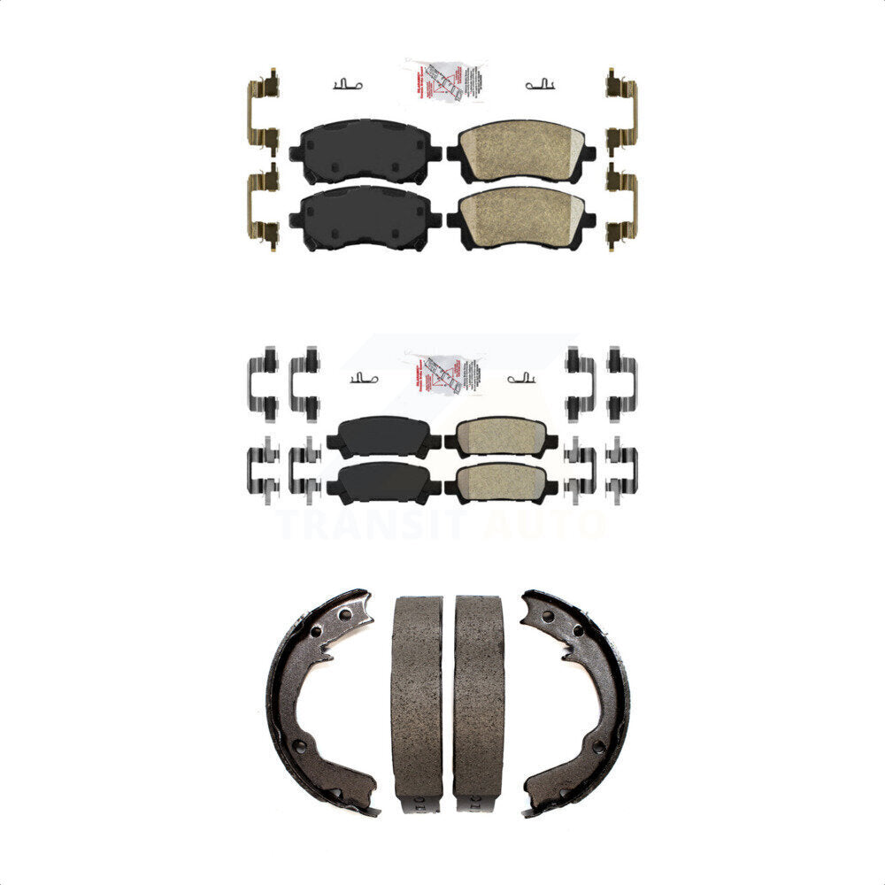 Front Ceramic Rear Semi-Metallic Disc Brake Pads And Parking Shoes Kit For KNN-100969