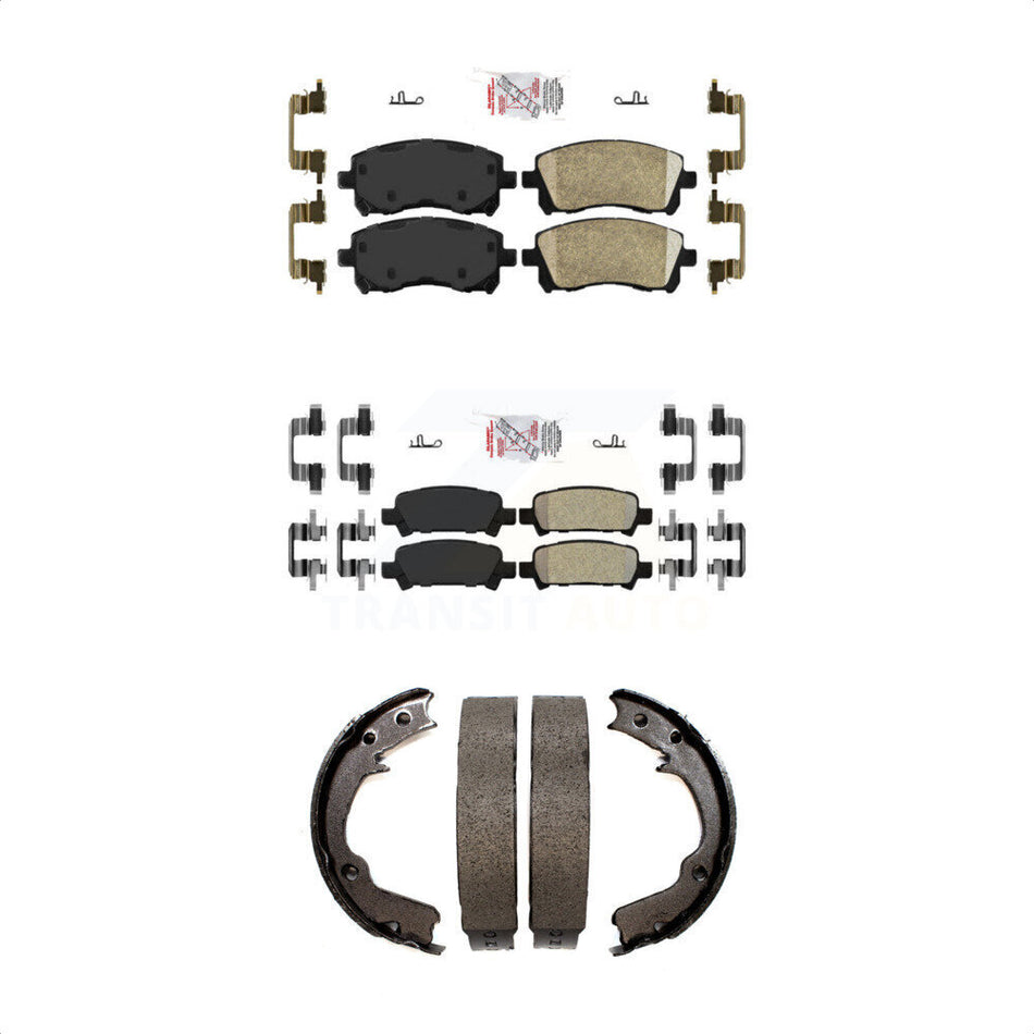 Front Ceramic Rear Semi-Metallic Disc Brake Pads And Parking Shoes Kit For KNN-100969