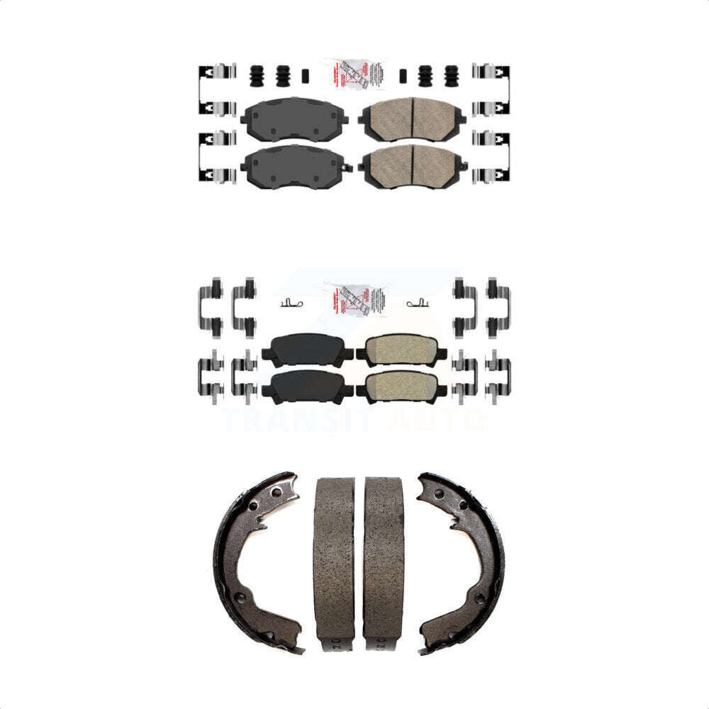 Front Ceramic Rear Semi-Metallic Disc Brake Pads And Parking Shoes Kit For KNN-100970