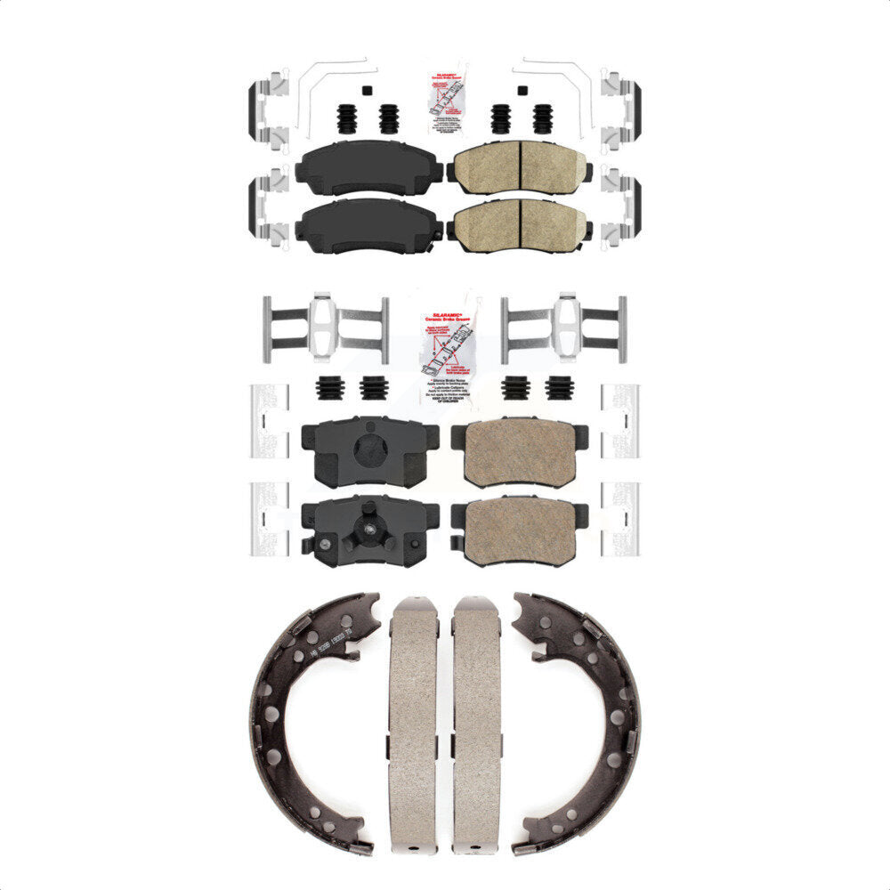 Front Rear Ceramic Disc Brake Pads And Parking Shoes Kit For Honda CR-V Acura KNN-100980