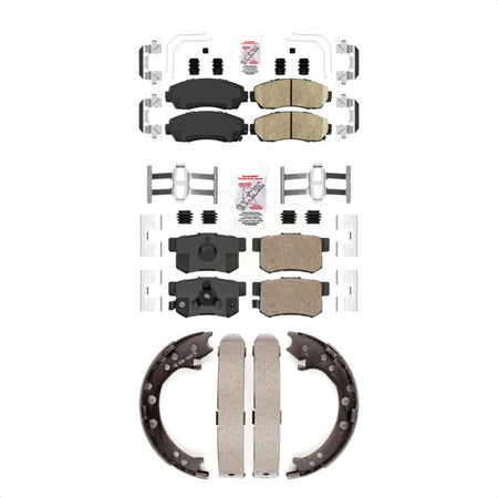 Front Rear Ceramic Disc Brake Pads And Parking Shoes Kit For Honda CR-V Acura KNN-100980
