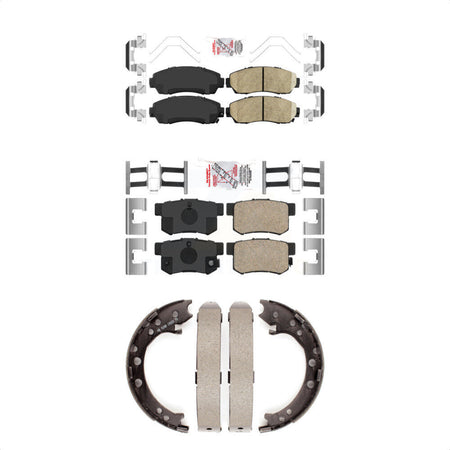 Front Rear Ceramic Disc Brake Pads And Parking Shoes Kit For Acura RDX KNN-100985