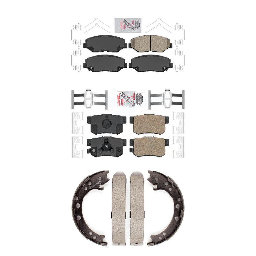 Front Rear Ceramic Disc Brake Pads And Parking Shoes Kit For Honda CR-V FWD KNN-100986