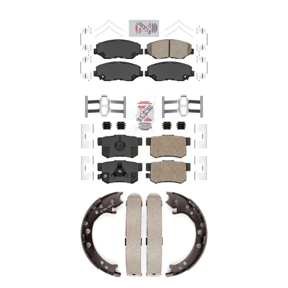 Front Rear Ceramic Disc Brake Pads And Parking Shoes Kit For Honda CR-V FWD KNN-100988