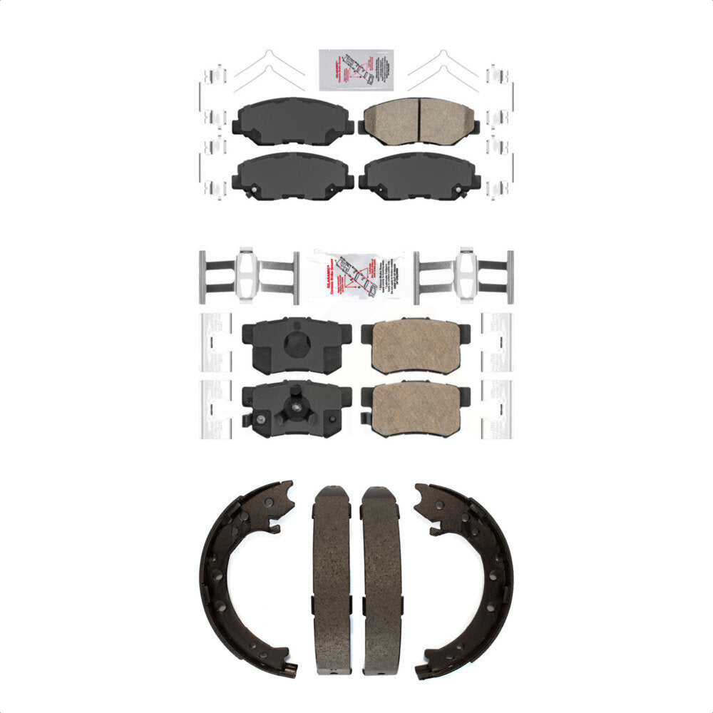 Front Rear Ceramic Disc Brake Pads And Parking Shoes Kit For 05-06 Honda CR-V KNN-100994