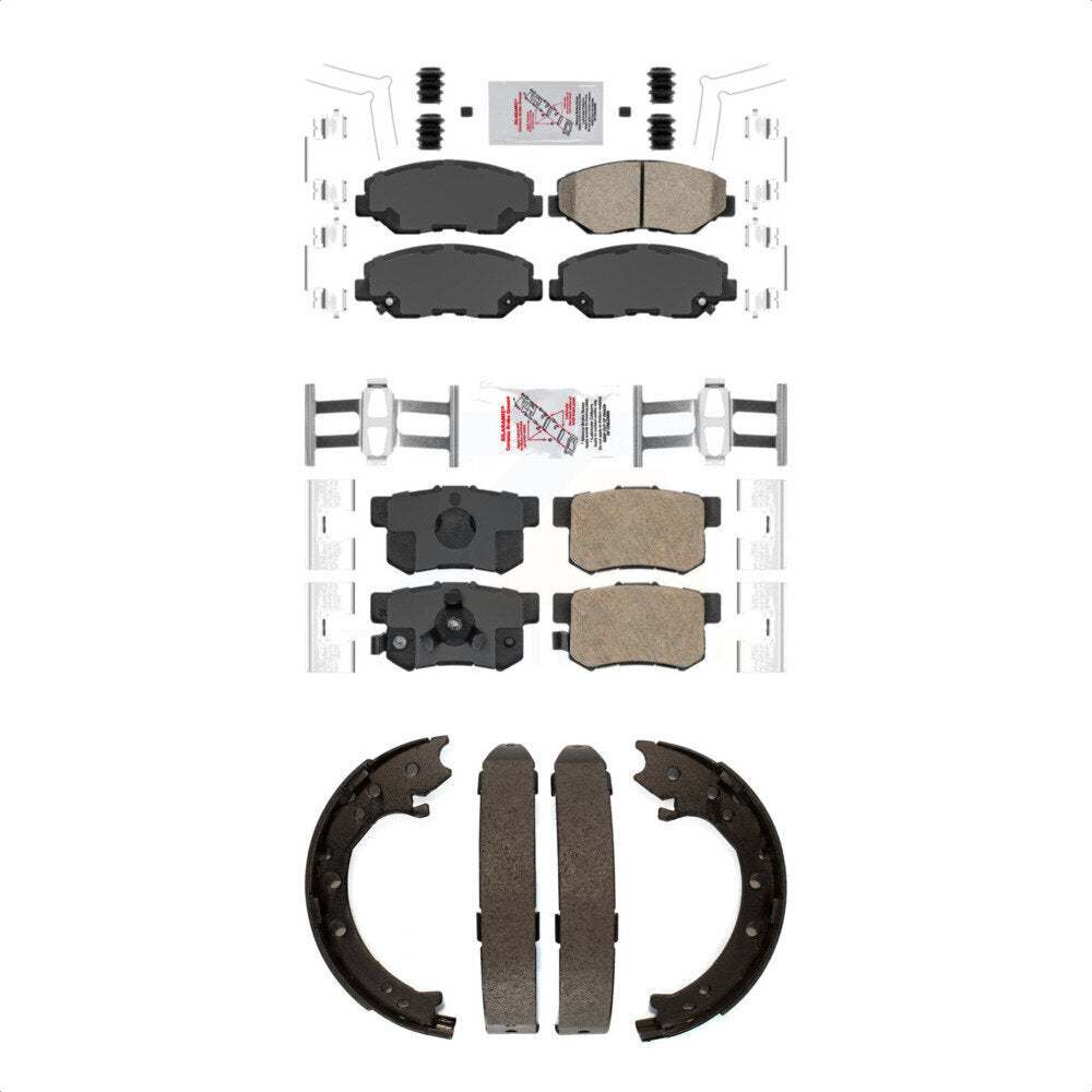 Front Rear Ceramic Disc Brake Pads And Parking Shoes Kit For 05-06 Honda CR-V KNN-100995