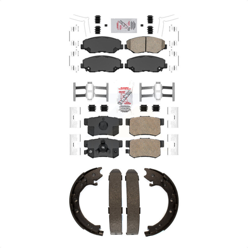 Front Rear Ceramic Disc Brake Pads And Parking Shoes Kit For 05-06 Honda CR-V KNN-100997