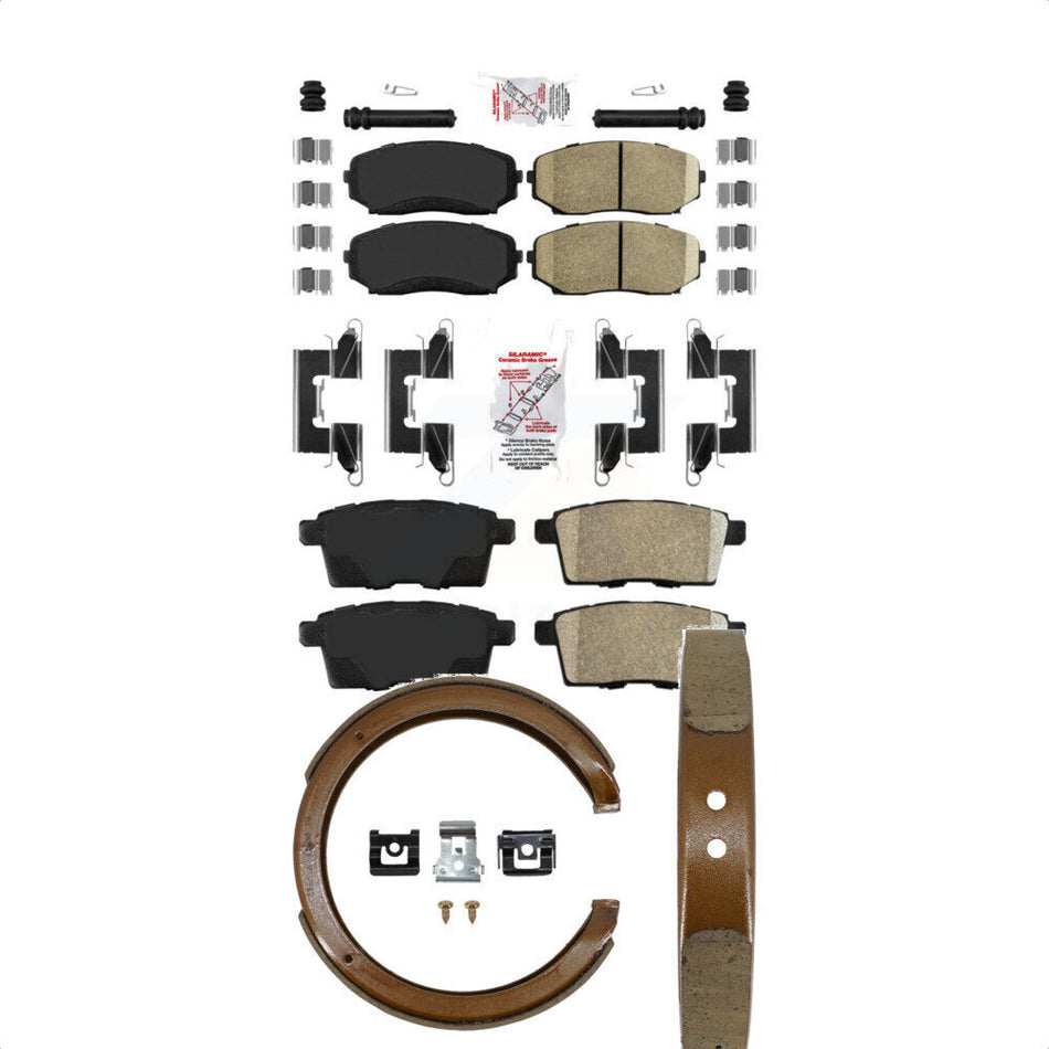 Front Rear Ceramic Disc Brake Pads And Parking Shoes Kit For Ford Edge Mazda KNN-100999