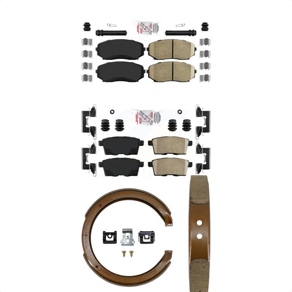 Front Rear Ceramic Disc Brake Pads And Parking Shoes Kit For Ford Edge Mazda KNN-101001