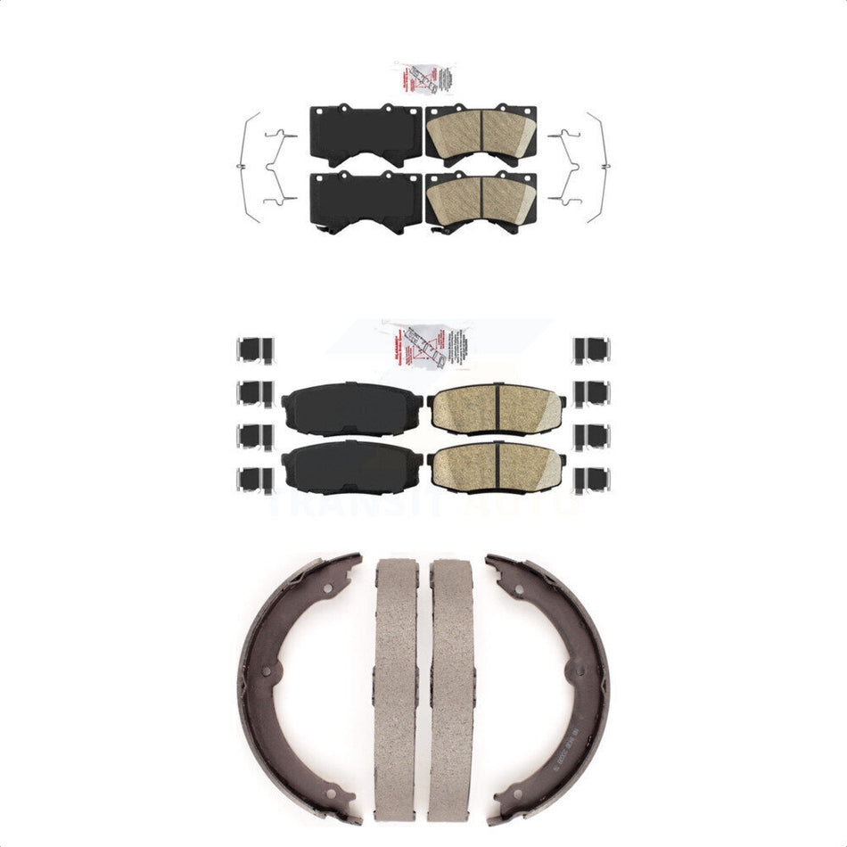Front Rear Ceramic Disc Brake Pads And Parking Shoes Kit For Toyota Tundra KNN-101002