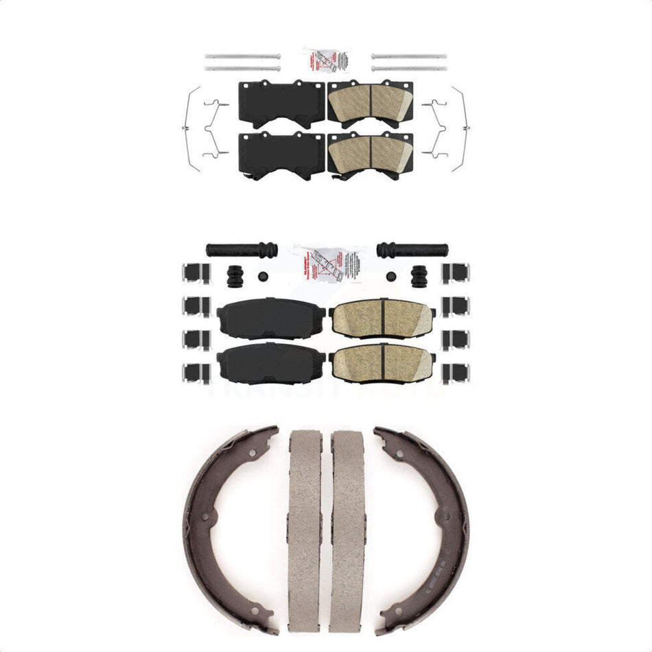 Front Rear Ceramic Disc Brake Pads And Parking Shoes Kit For Toyota Tundra KNN-101005