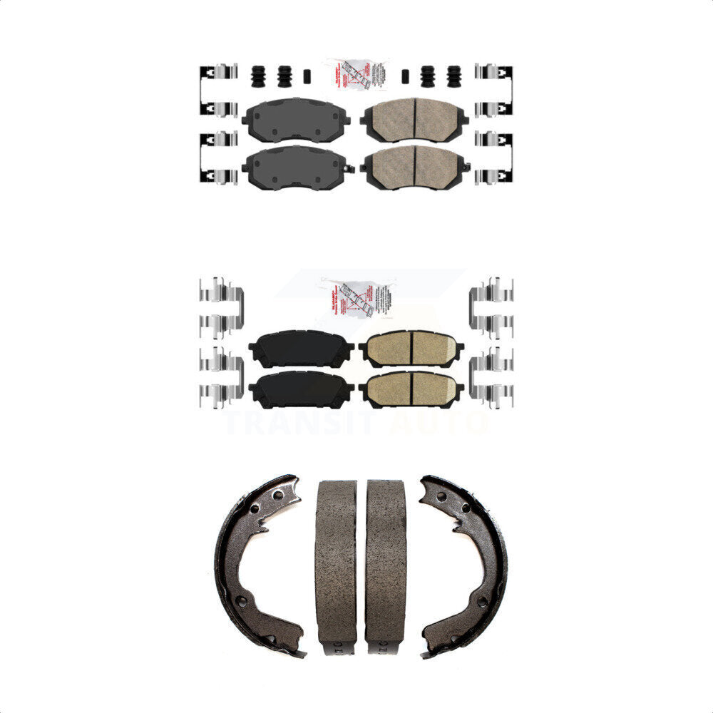 Front Rear Ceramic Disc Brake Pads And Parking Shoes Kit For Subaru Impreza KNN-101006