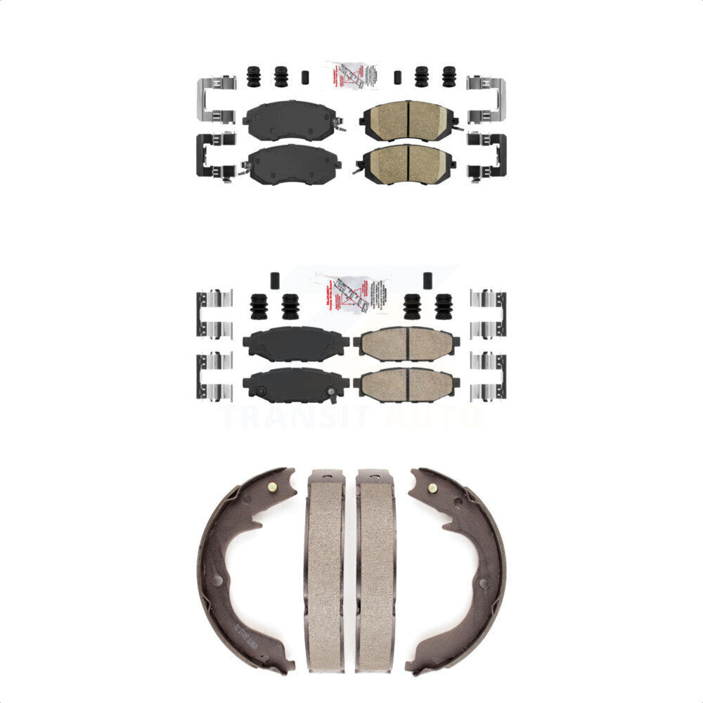 Front Rear Ceramic Disc Brake Pads And Parking Shoes Kit For Subaru Impreza KNN-101012