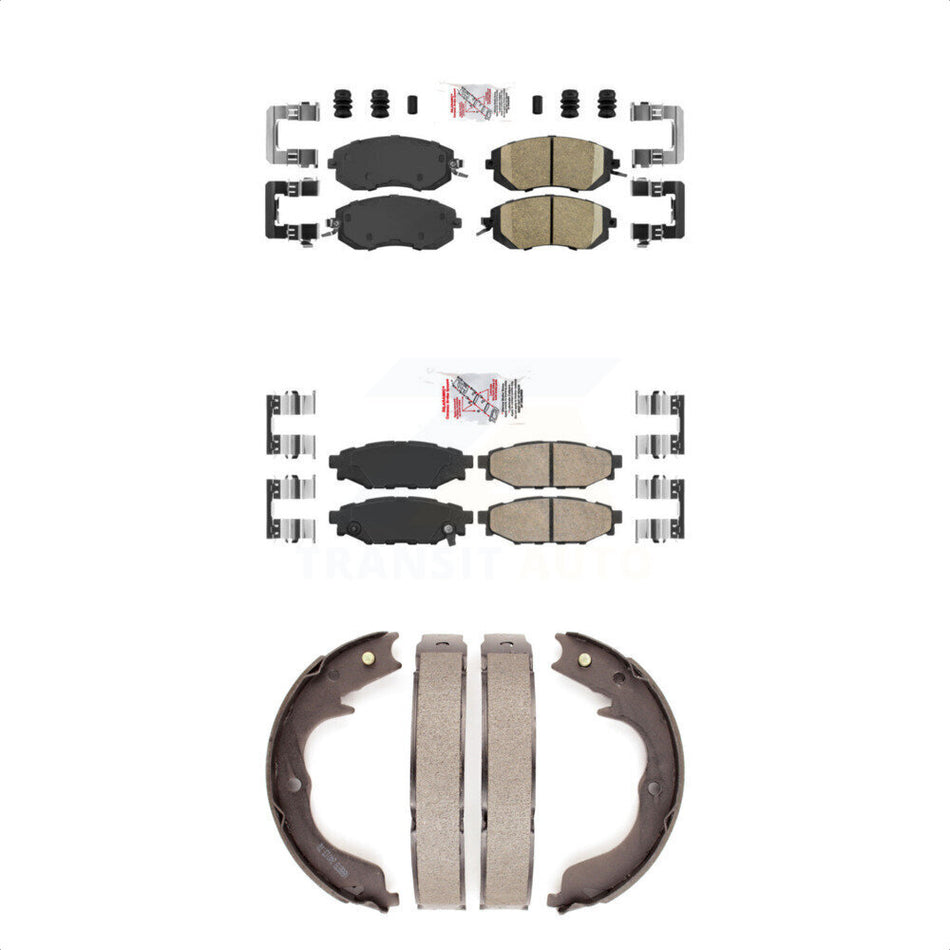 Front Rear Ceramic Disc Brake Pads And Parking Shoes Kit For Subaru Impreza KNN-101014