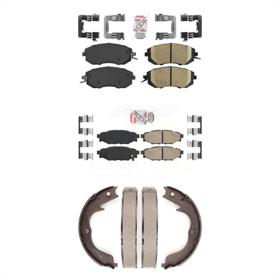 Front Rear Ceramic Disc Brake Pads And Parking Shoes Kit For Subaru Impreza KNN-101015