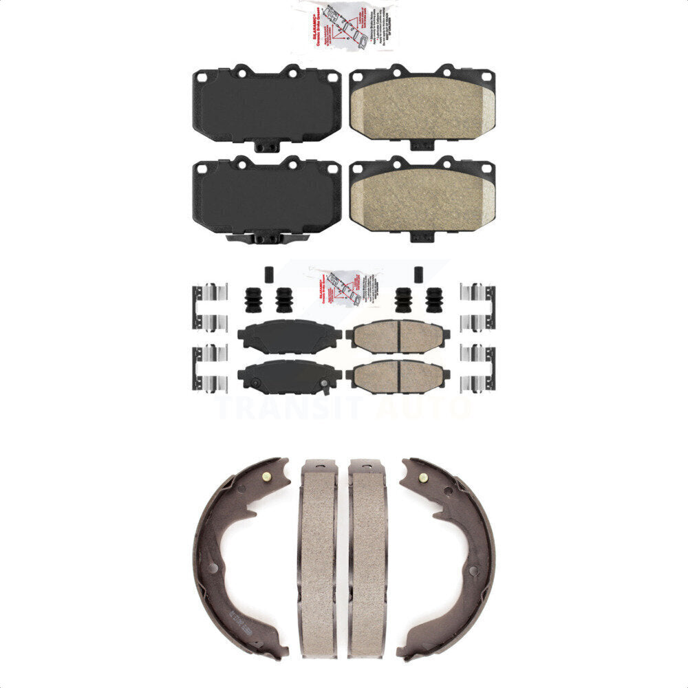 Front Rear Ceramic Disc Brake Pads And Parking Shoes Kit For Subaru Impreza KNN-101016