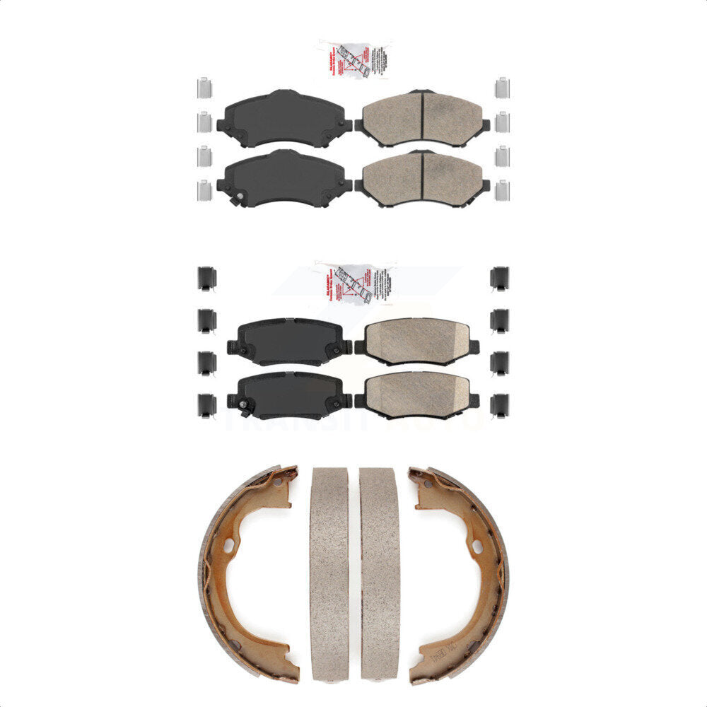 Front Rear Ceramic Disc Brake Pads And Parking Shoes Kit For Jeep Wrangler JK KNN-101019