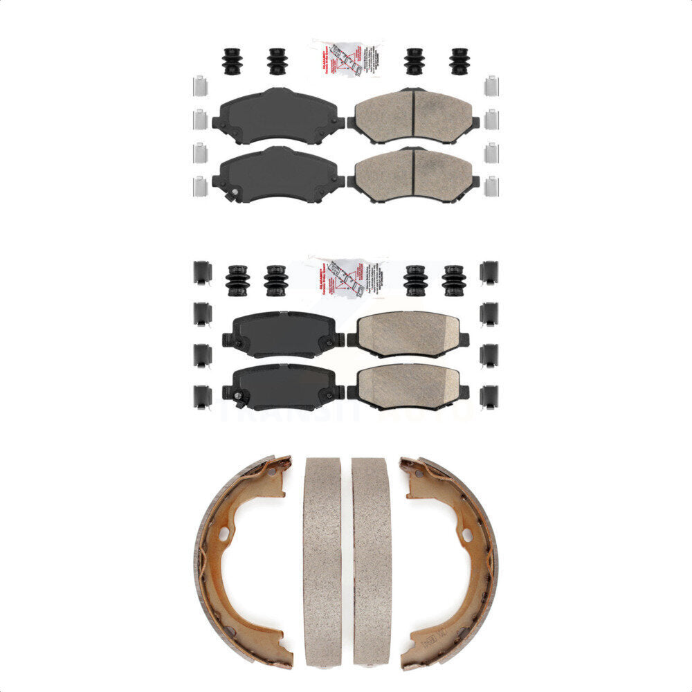 Front Rear Ceramic Disc Brake Pads And Parking Shoes Kit For Jeep Wrangler JK KNN-101020