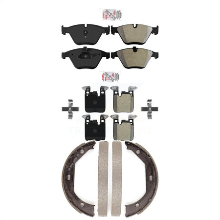 Front Rear Semi-Metallic Disc Brake Pads And Parking Shoes Kit For BMW 328i KNN-101022