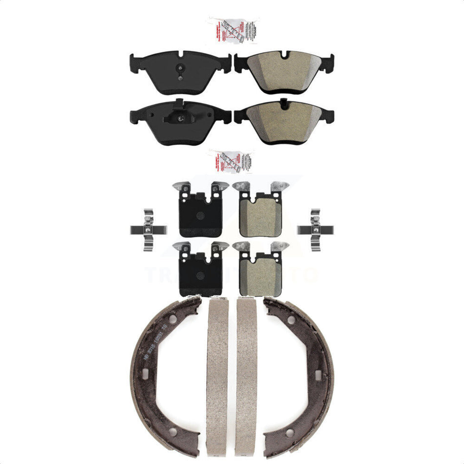Front Rear Semi-Metallic Disc Brake Pads And Parking Shoes Kit For BMW 328i KNN-101022