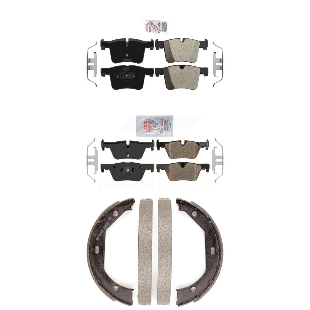 Front Rear Semi-Metallic Disc Brake Pads And Parking Shoes Kit For BMW 320i KNN-101026