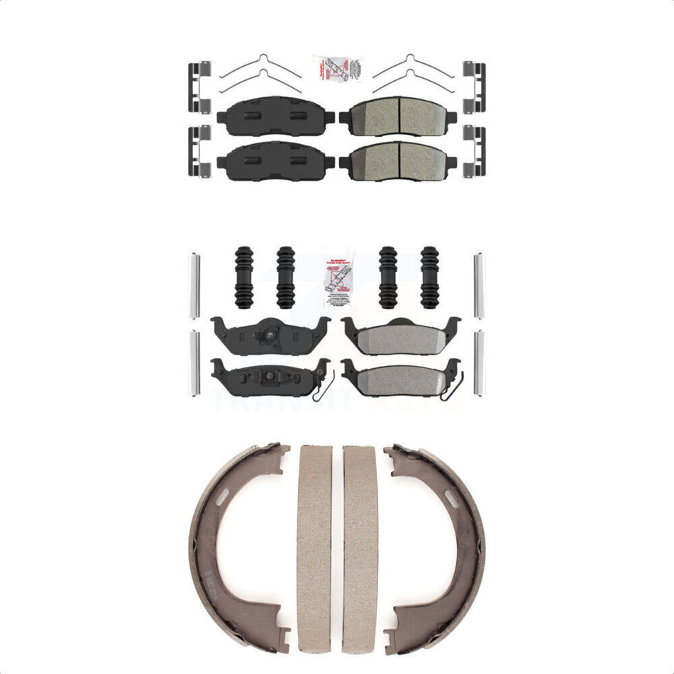 Front Rear Semi-Metallic Disc Brake Pads And Parking Shoes Kit For Ford F-150 KNN-101033