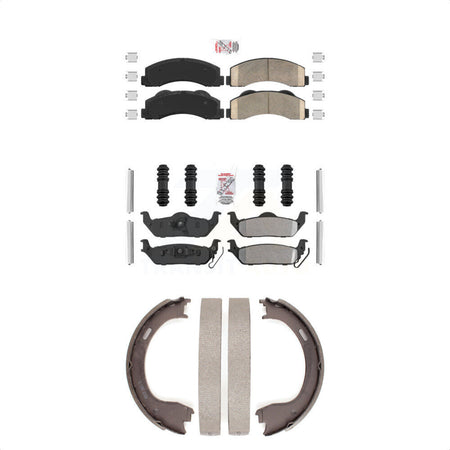 Front Ceramic Rear Semi-Metallic Disc Brake Pads And Parking Shoes Kit For KNN-101041