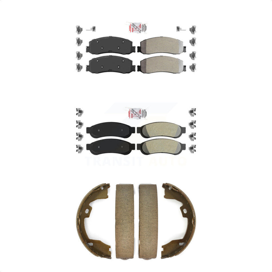 Front Rear Semi-Metallic Disc Brake Pads And Parking Shoes Kit For Ford F-250 KNN-101042