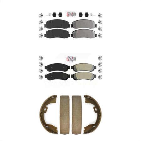 Front Rear Semi-Metallic Disc Brake Pads And Parking Shoes Kit For Ford F-250 KNN-101045
