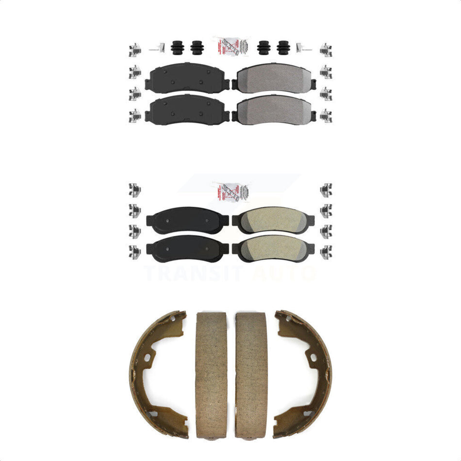 Front Rear Semi-Metallic Disc Brake Pads And Parking Shoes Kit For Ford F-250 KNN-101045