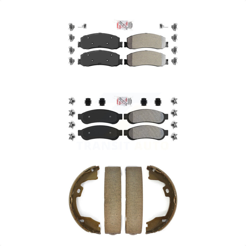 Front Rear Semi-Metallic Disc Brake Pads And Parking Shoes Kit For Ford F-250 KNN-101046