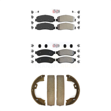 Front Rear Semi-Metallic Disc Brake Pads And Parking Shoes Kit For Ford F-250 KNN-101046