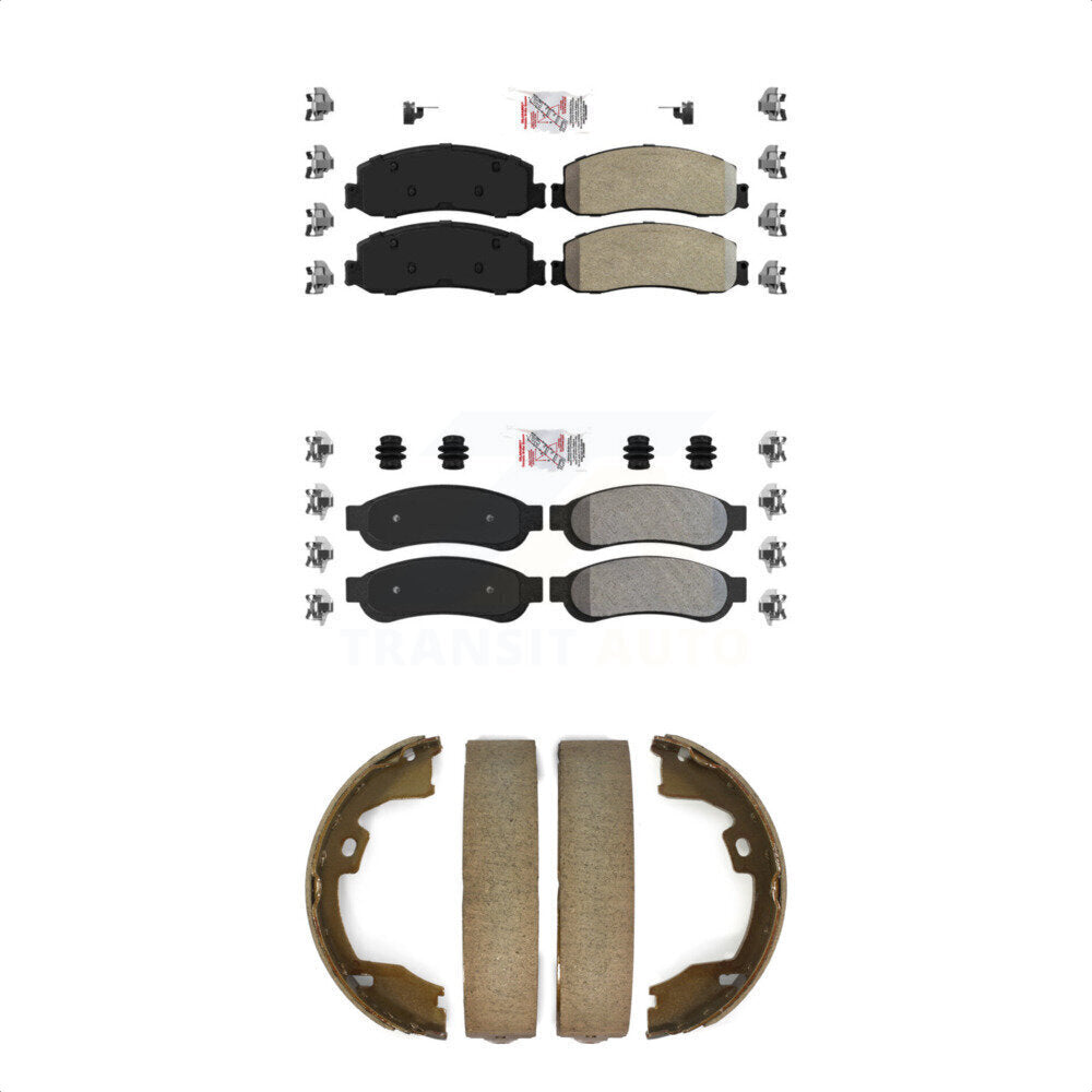 Front Rear Semi-Metallic Disc Brake Pads And Parking Shoes Kit For Ford F-350 KNN-101047