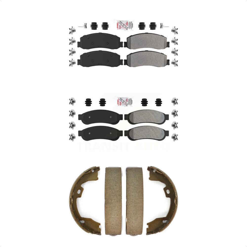 Front Rear Semi-Metallic Disc Brake Pads And Parking Shoes Kit For Ford F-350 KNN-101048