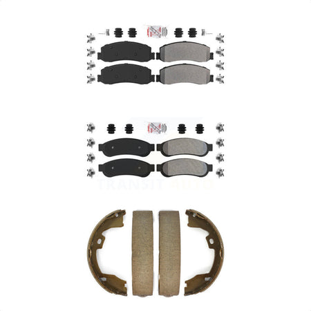 Front Rear Semi-Metallic Disc Brake Pads And Parking Shoes Kit For Ford F-350 KNN-101048