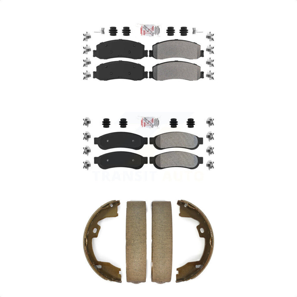 Front Rear Semi-Metallic Disc Brake Pads And Parking Shoes Kit For Ford F-350 KNN-101048