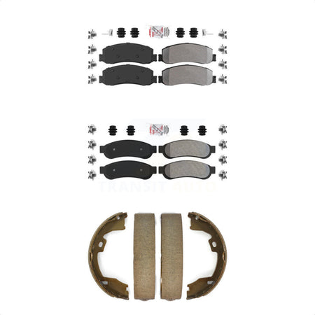 Front Rear Semi-Metallic Disc Brake Pads And Parking Shoes Kit For Ford F-250 KNN-101049