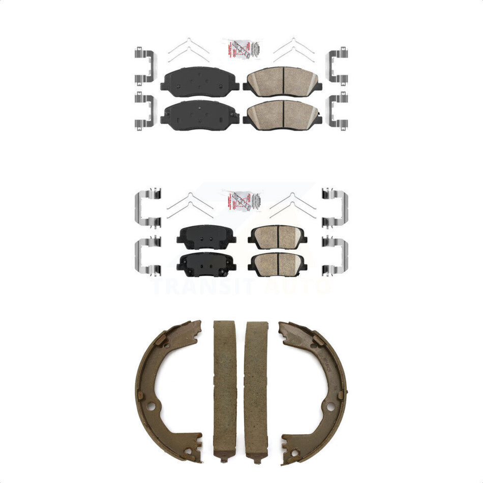 Front Rear Ceramic Disc Brake Pads And Parking Shoes Kit For Hyundai Santa Fe KNN-101054
